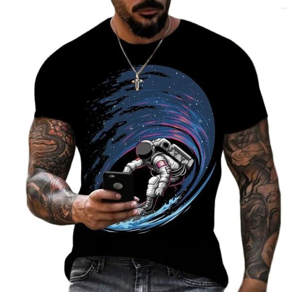 Camisetas para hombre 2023 gráficos de alta calidad cuello redondo manga corta suelta divertida calle Vintage de talla grande Top verano Camiseta estampada 3d