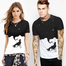T-shirts pour hommes 2023 Hip Hop Mode Hommes / femmes À manches courtes Été Drôle Impression Creative Fumer Starry Sky 3D Polyester Séchage rapide