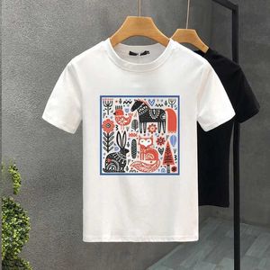 T-shirts voor heren 2023 Hot Korea Style Luxurymerk T-shirt 100%katoenen handgeschilderde dierentuin geprint TS Summer Harajuku Dames Korte Slve T-shirt T240425