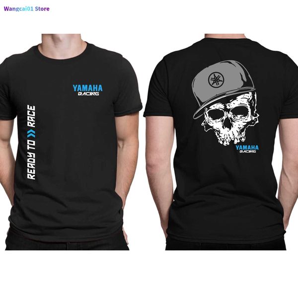 Camisetas para hombre 2023 Hot Sa verano 100% algodón Yamaha Skull Racing camiseta negra para hombre Motorcyc Short Seves Cool Hip Hop Streetwear camiseta 0304H23