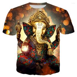 T-shirts pour hommes 2023 Inde Kreatif Harajuku Style hindou Kebijaksanaan Tuhan Ganesha 3D Dicetak T-shirt Longgar Lengan Pendek Kasual Top