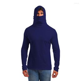 T-shirts pour hommes 2023 dernier printemps et automne T-shirt pour hommes porter un masque gants à capuche à manches longues