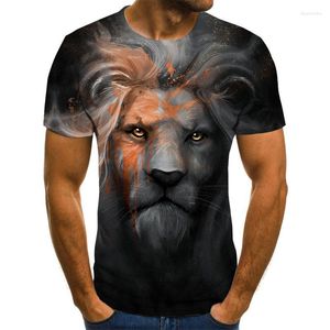 T-shirts pour hommes 2023 T-shirt de mode masculine Est 5XL Lion 3D imprimé animal cool drôle hommes à manches courtes hauts d'été