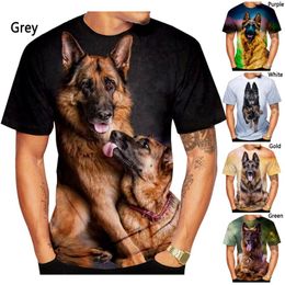 T-shirt da uomo 2023 T-shirt da uomo e da donna di moda estiva T-shirt con stampa 3D da pastore tedesco T-shirt casual a maniche corte per cani