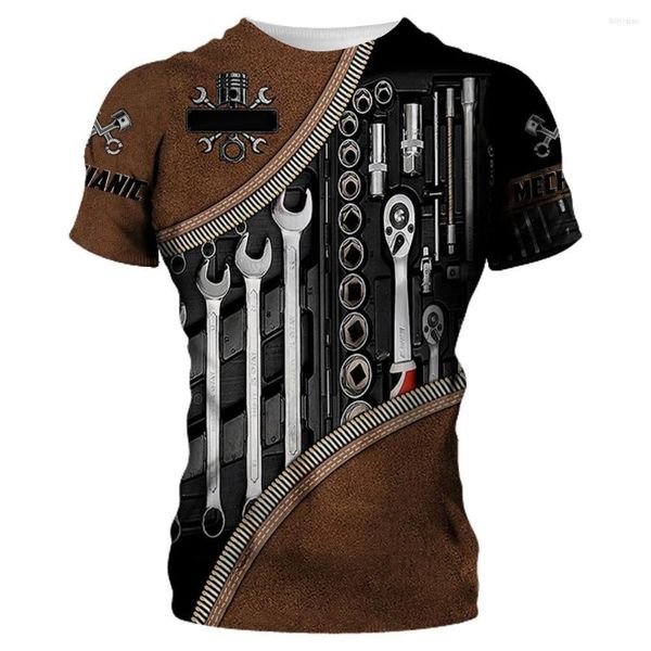 Camisetas para hombre 2023 Camiseta gráfica para hombre Ropa de verano Nombre personalizado Mecánico Impreso en 3D Tops Calle Casual Deportes de gran tamaño