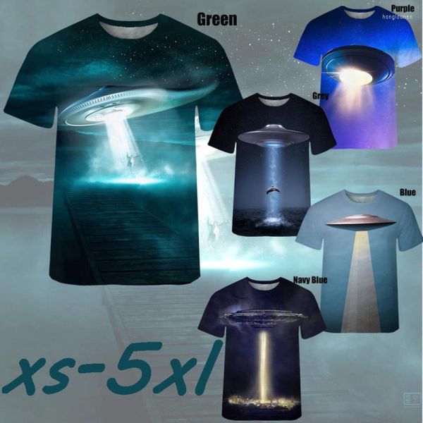 T-shirts masculins 2023 Mentes pour hommes Mode Summer 3D T-shirt d'invasion extraterrestre imprimé UFO Top doux et confortable
