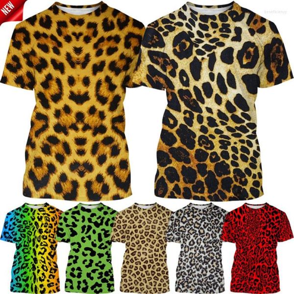 Camisetas para hombres 2023 Camiseta de manga corta con estampado de leopardo colorido clásico de verano para hombres Camiseta de manga corta con estampado de lunares Top de moda urbana