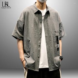 T-shirt da uomo 2023 Camicia a maniche corte estiva da uomo Moda casual T-shirt stile coreano Hip-hop Streetwear Abbigliamento maschile traspirante