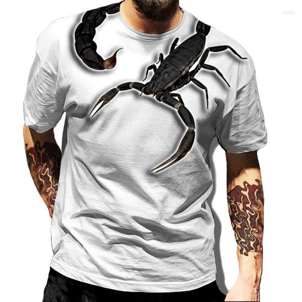 Camisetas para hombre 2023, camiseta para hombre, estampado 3D de escorpión Animal clásico, verano, manga corta, calle Hip-hop, Unisex