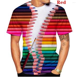 Hommes t-shirts 2023 hommes et femmes été drôle nouveauté créatif couleur crayon 3d impression T-shirt Cool mode décontracté à manches courtes hauts