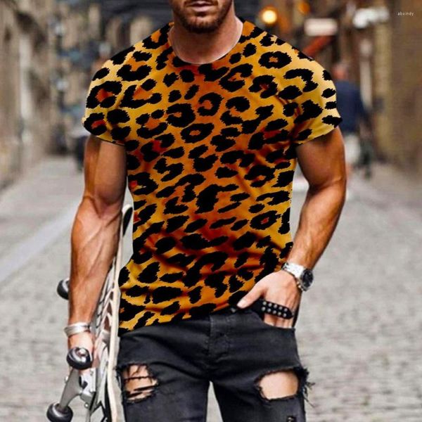 Camisetas para hombre 2023, camiseta de manga corta con estampado de leopardo 3d de verano para hombres y mujeres, camiseta de talla grande XS-5XL