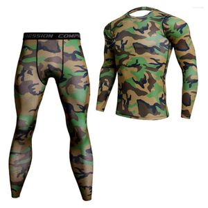 T-shirts pour hommes 2023 Hommes Camouflage Compression Ensembles Chemise Lycra Base Couche Running Fitness T-shirt Joggers Tops Leggings Plus Taille
