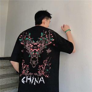 Heren t shirts 2023 mannen pruimenbloesem zomer t-shirts tees o-neck t-shirt paar streetwear Koreaanse kleding t-shirt oversized xxl