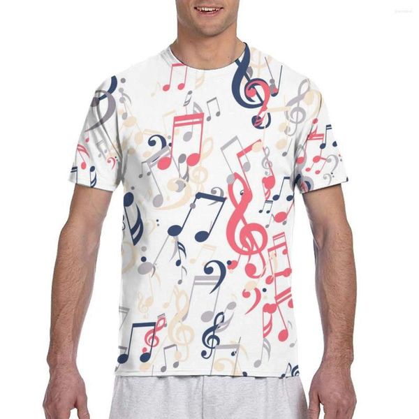 Camisetas masculinas 2023 camiseta para hombres camiseta de verano tops tees tripulación de la tripulación manga de manga corta notas musicales abstractas