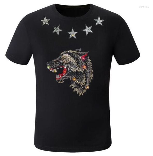 Hommes t-shirts 2023 hommes T-shirt mode pull t-shirts strass esthétique Style coréen vêtements à manches courtes taille S-4XL