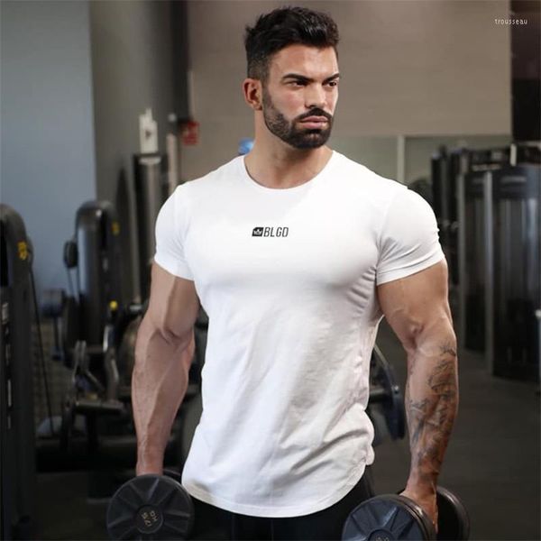 Camisetas para hombres 2023 Hombres Camiseta ajustada Ropa de algodón Gimnasios Hombre Fitness Verano Tops Compresión Negro Camiseta Masculina Ropa Roja