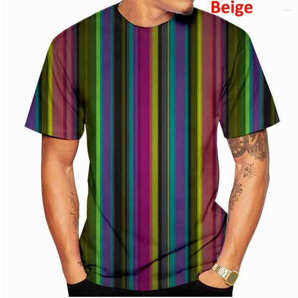 Hommes t-shirts 2023 hommes femmes unisexe mode rayure à manches courtes chemise col rond hauts hawaïen pour