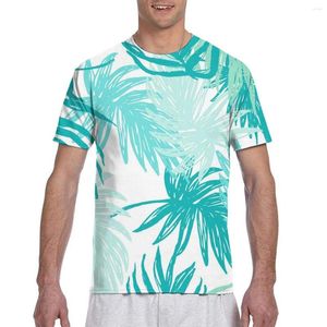 Heren t shirts 2023 heren mode zomer zomer korte mouw t-shirt casual groene palmbladeren botanisch t-shirt voor man volledig bedrukt