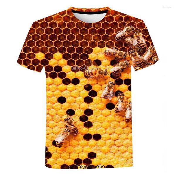 Hommes t-shirts 2023 hommes en nid d'abeille graphique haut été abeille à miel T-shirt 3D abeilles t-shirts pour hommes à manches courtes