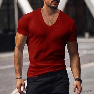 T-shirts masculins 2023 T-shirt pour hommes Vêtements transfrontaliers européens et américain pour hommes en v col en vilhou