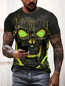 T-shirts masculins 2023 T-shirt pour hommes Fashion Casual Retro Death Skull 3d Imprimé Summer O-Neck confortable Top Camiseta Grand T-shirt Men 2XS-6XL T240506