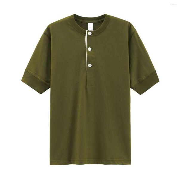 Hommes t-shirts 2023 militaire vert coton col rond T-Shirt rétro ample à manches courtes décontracté tricoté débardeur