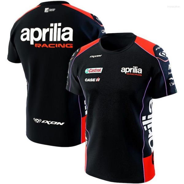 Camisetas para hombre 2023 traje de ciclismo de carrera de motos Aprilia Rider negro deportes de verano de manga corta grande transpirable de secado rápido Top