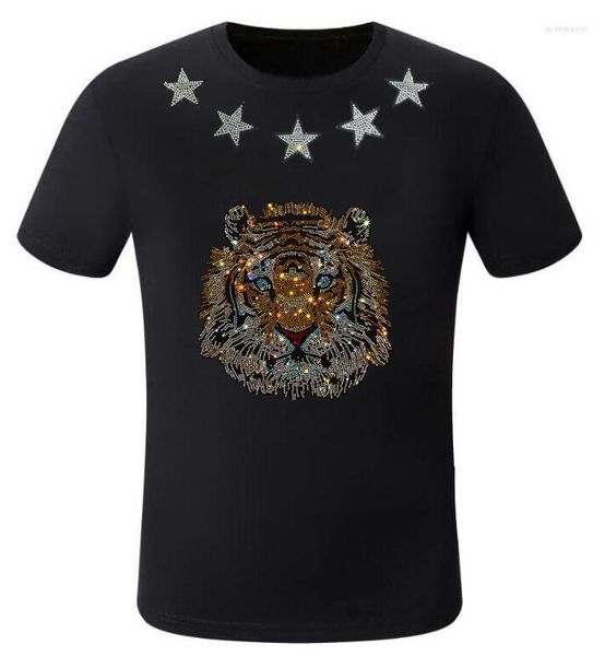 Camisetas para hombre 2023, camiseta Multicolor para hombre, jerséis de moda de dibujos animados, jersey de verano con diamantes de imitación de cuello redondo, camisetas talla S-4XL