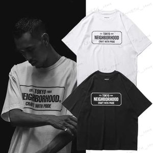 T-shirts voor heren 2023 NBHD Tokyo Letter Square Print heren zwaargewicht katoenen T-shirt met korte mouwen TX981 T240126