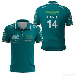 Heren T-shirts 2023 New Aston Martin F1 Team poloshirt mode Spaanse coureur Fernando Alonso 14 en Stroll 18 Leisure Y2k Heren T-shirt 0eam