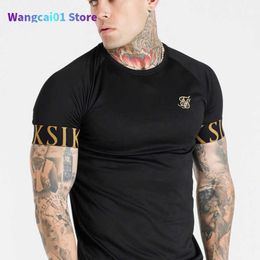 T-shirts voor heren 2023 Nieuwe casual t-shirt Men Sik Silk Brand Summer Breathab Broidery Siksilk T-shirt Slimtops Tee Mode kleding 0228H23