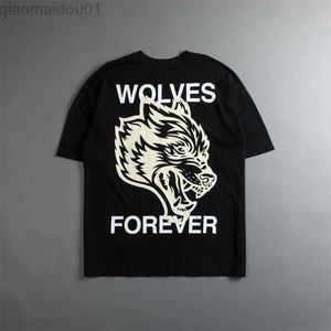 Heren T-shirts 2023 Nieuwe Darc Wolves Heren Shirts Klassieke WOLVES FOREVER Gedrukte Tees Wit/Zwart Vrouwen Losse Gym T-Shirt Casual Sport Man L230707