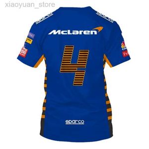 T-shirts pour hommes 2023 Nouveau design T-shirt à col ras du cou surdimensionné Sports Top F1 McLaren Racing Driver Norris Vêtements pour enfants adultes M230408