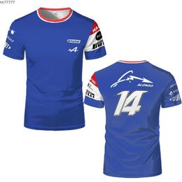 T-shirts masculins 2023 Nouveau F1 Alpine Formule One Alonso Team Racing Car 3D Print Streetwear Men Femmes Fonds Shirt Tops Ive5 Rmm4