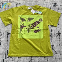 T-shirts hommes 2023 Nouveau vert fluo vintage lavé Batik Cav Empt C.E T-shirt Hommes Femmes 100% coton Impression de téléphone portable Cavempt Tee Q240201