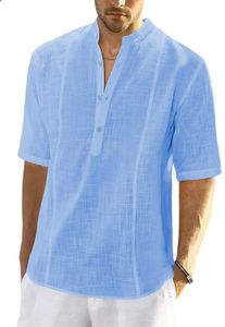 T-shirts pour hommes 2023 Nouvelle chemise à manches courtes en coton et lin pour hommes