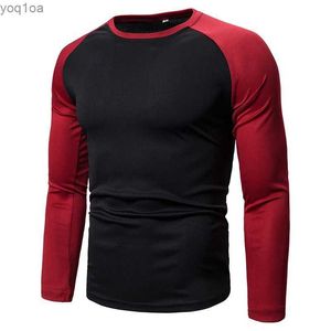 T-shirts masculins 2023 NOUVEAU MENSEMENT COULEUR BLOCKING TOP pour le commerce extérieur et le t-shirtl2404 à manches longues