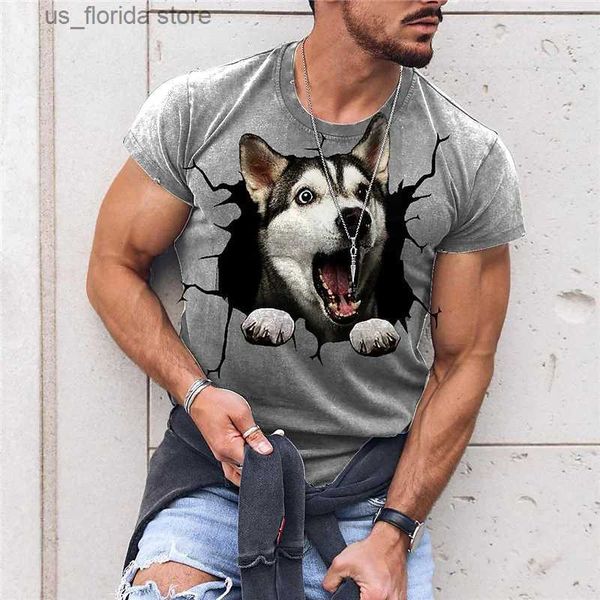 T-shirts pour hommes 2023 Nouveau T-shirt pour hommes T-shirt imprimé pour animaux de compagnie Vêtements drôles Mode d'été Court Slve Ts Unisexe Surdimensionné Respirant Strtwear Y240314