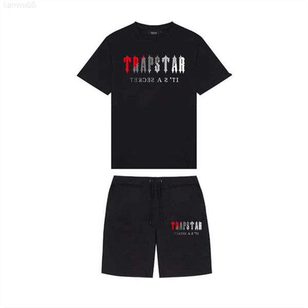 Camisetas de hombre 2023 nuevo verano TRAPSTAR Camiseta de algodón estampada hombres pantalones cortos de playa conjuntos Streetwear chándal ropa deportiva para hombres Z0221