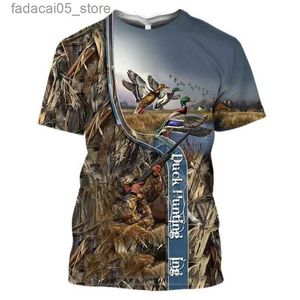 Camisetas para hombres 2023 Nuevo Jabalí Hombres Camiseta Jungle Animal Mallard Impresión 3D Hunt Reed Camuflaje Camiseta Guns Hide Deer Funny Women Streetwear Q240131