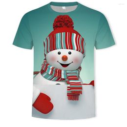T-shirts pour hommes 2023 motif impression numérique 3D mignon bonhomme de neige mode T-shirt explosif argent homme à manches courtes