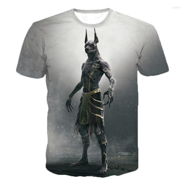 T-shirts pour hommes 2023 Pharaon Anubis T-Shirt impression 3D mystérieux Style rétro col rond manches courtes mode petit haut ample T-Shirt