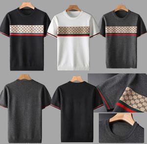 T-shirts pour hommes 2023 grande taille automne demi manches pull hommes T-shirt court abeille Jacquard broderie décontracté ligne haut grand