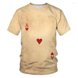 T-shirts pour hommes 2023 Poker Hommes T-shirts 3D Imprimer Tops T-shirts Mode Ace Imprimé Été Automne Manches courtes Étudiants Faddish Vêtements décontractés