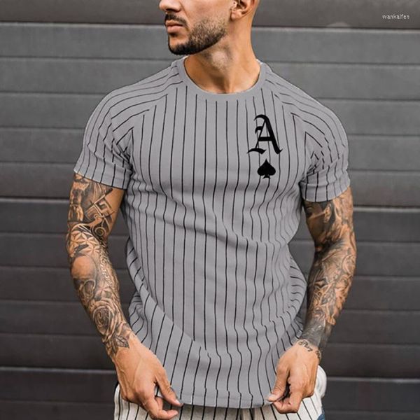 Camisetas para hombre 2023 Productos Camiseta para hombre Stripe Spade A Pattern Y2kclots Trend Street 3D Impreso Moda