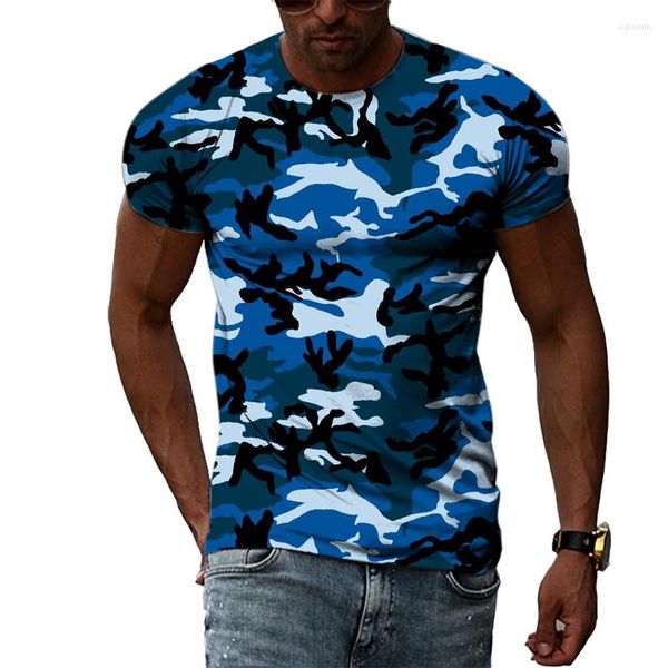 Camisetas para hombre 2023 Productos Camiseta Moda Camuflaje simple Patrón verde Impreso en 3D Calle blanca Gran tendencia