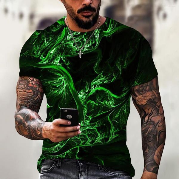 T-shirts pour hommes 2023 Chemise pour hommes Impression d'éclairage 3D Hauts à manches courtes Mode Hip Hop Street T-shirts T-shirts surdimensionnés Homme Vêtements