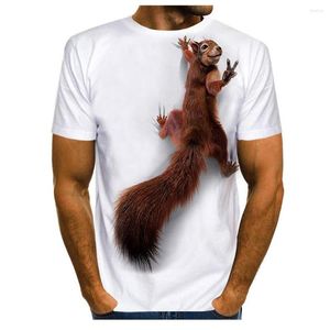 T-shirts pour hommes 2023 Chemise Hommes Été O Cou Écureuil 3D Imprimé Manches Courtes Quotidien Casual Drôle Tops Mâle Fête Surdimensionné T-shirts