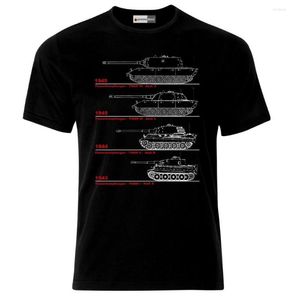 Heren T-shirts 2023 Kleine mouw katoenen man Kleding Tiger Tank Blueprint Patent Duits Army Panzer Wehrmacht T-shirt Fashion Classic