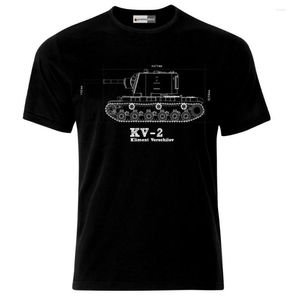 Heren T-shirts 2023 Kortklep met korte mouwen Kleding KV-2 Kliment Voroshilov Tank Blueprint USSR Army Panzer Sovjet Uniont T-shirt